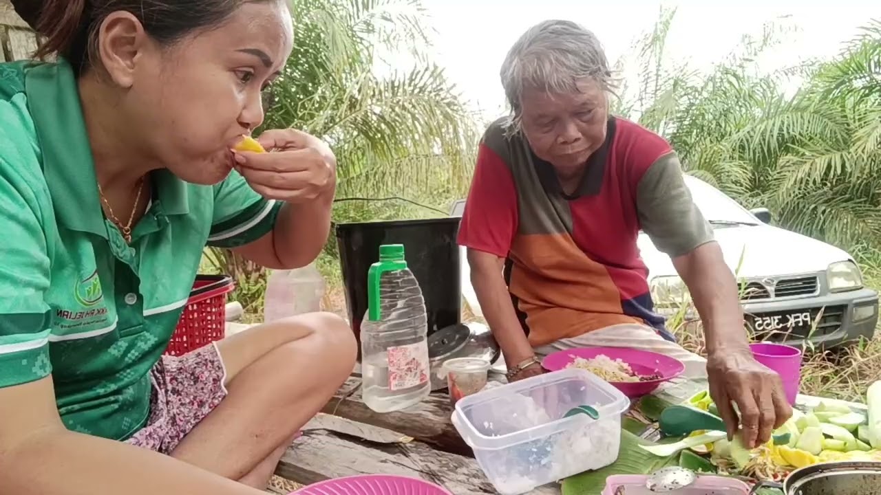 Selepas titui balik sekolah,terus lepak di kebun sawit sambil makan-makan