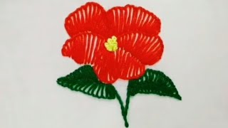 Hand Embroidery Tutorial For Beginner.Hibiscus Embroidery Design.জবা ফুল সেলাই.@RSAcreativeworld