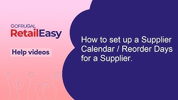 How to set up a Supplier Calendar / Reorder Days for a Supplier.