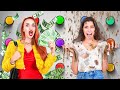 RICH VS POOR | Mystery Button Challenge for 24 Hours! Ultimate LUCKY VS UNLUCKY by 123 GO! CHALLENGE