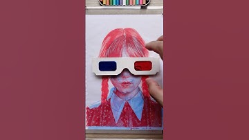 Wednesday Meets Grandma 149 (Squid Game) 🖤❤️ #art #drawing #3dglasses