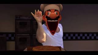 Mario cooks pizza