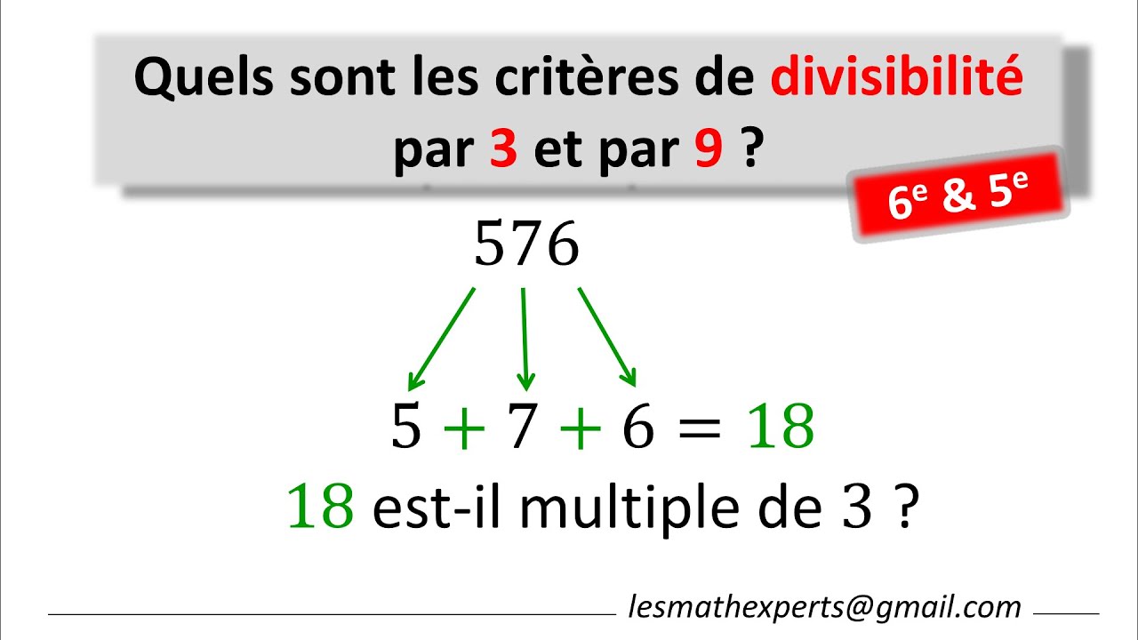 Critères de divisibilité par 3 et par 9. Règle, exemples et constat YouTube Critères de divisibilité par 3 et par 9. Règle, exemples et constat YouTube