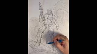 Frank Cho Drawing Demo  Master Chief from Halo