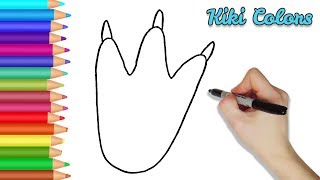 How to Draw Dino Foot Print | Teach Drawing for Kids and Toddlers Coloring Page Video