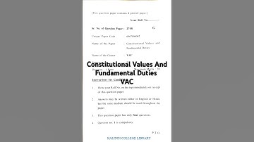 Constitutional values and Fundamental duties | VAC | SEM 1 3 | REGULAR | DU | NEP | 2024