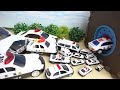 Many size of police car toy collection big spo spo cube box diy