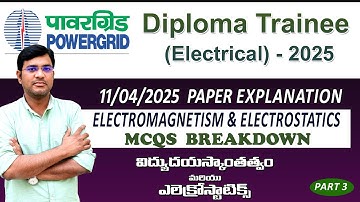 "Crack the PGCIL D T  Electrical 2025 Exam: Electromagnetism and Electrostatics MCQs Explained!"