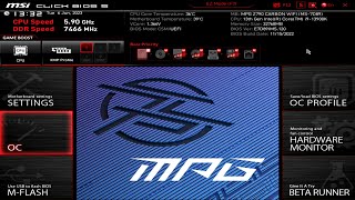 MSI Z790 Carbon Wifi Bios Setitngs | DDR5 7466MHz Timings | 5.9GHz i9 13900K