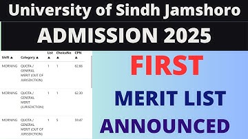 Sindh University First Merit voor toelating 2025 aangekondigd | BS 3e jaar First Merit List 2025