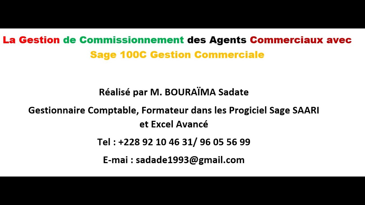 SAGE 100C GESTION COMMERCIALE: GESTION DE COMMISSIONNEMENT DES AGENTS COMMERCIAUX