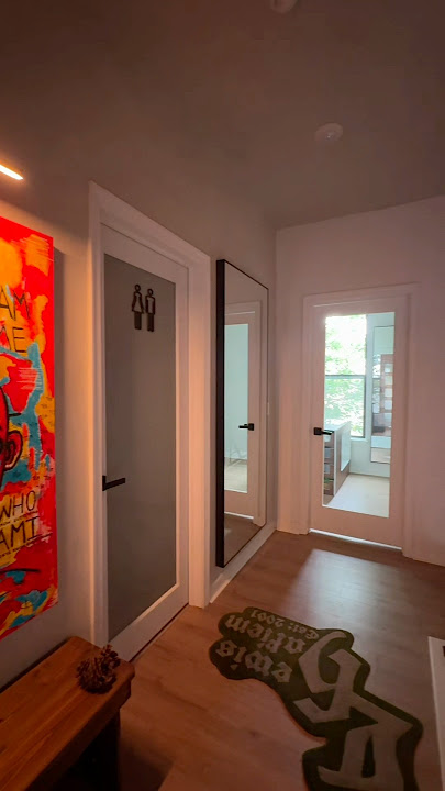 Upgrading bathroom and office doors with new glass doors from Wayfair #lewishakiem #wayfaircreator