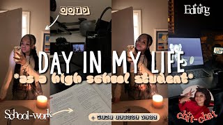 DAY IN MY LIFE AS A HIGH SCHOOL STUDENT || mini school vlog , grwm, work/chit chat, night routine ||