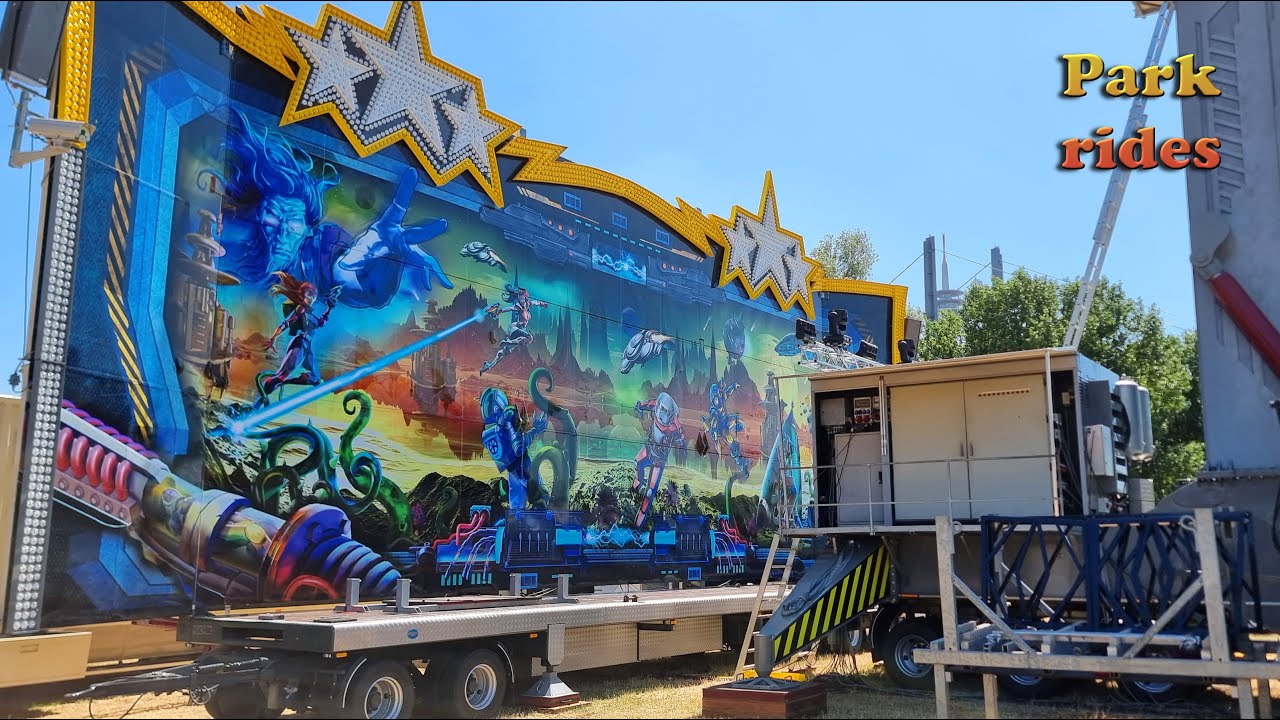 Opbouw - Kirmesaufbau Kirmestransport - Dusseldorf Rheinkirmes  24-6-2023