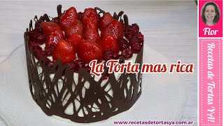 Torta de chocolate con crema chantilly y frutillas  - Recetas de Tortas YA!