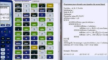 Programmation d’une TI pour les équations du second degré