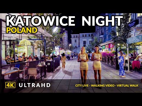Katowice by night.  Katowice, is it dangerous at night time?