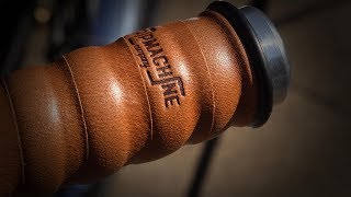 Royal Enfield Interceptor 650, Vintage Tan leather hand grip wrap by Trip Machine!