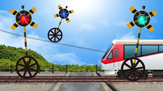 【踏切ギャグ】車輪を付けて可動式にしてみた / Railroad Crossing & Train Anime - Crossing is Running -