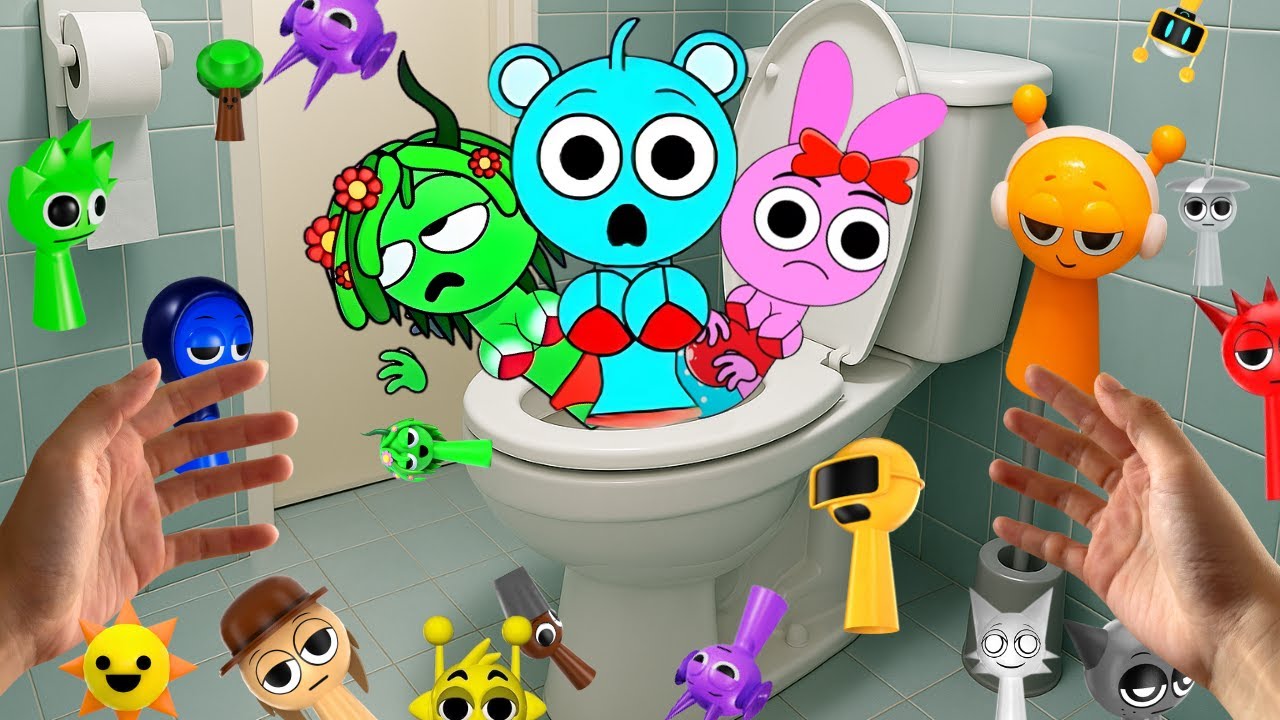 Sprunki In Real Life – Hiding in the Toilet ?! Raddy|Pinki|Mr.Bot ...