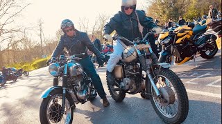 RYKA’S CAFE Motorcycles on ANY SUNDAY at Box Hill Bike Park BSA Lightning & Girl Kick-Starts TRIUMPH