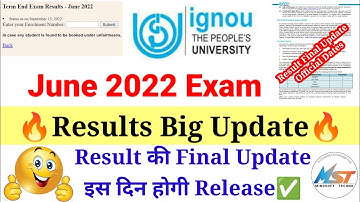 IGNOU JUNE 2022 EXAM RESULT Big Update Released 🔥 June 2022 Result Final Update कब आऐगी 🤔 Must Watch