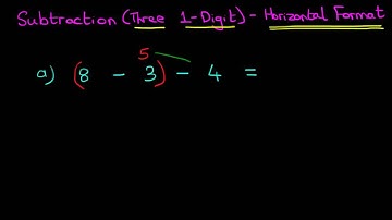 Subtraction (Three 1-Digit Numbers) - Horizontal Format