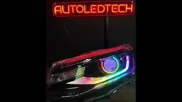 2016-2018 Chevrolet Camaro RGBW Flow Series LED DRL Prebuilt Halo Custom Headlights - AutoLEDTech