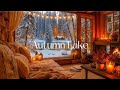 [Ad-Free] Winter Porch Ambience 🎹❄️ | Crackling Fireplace &amp; Gentle Snow by the Lake