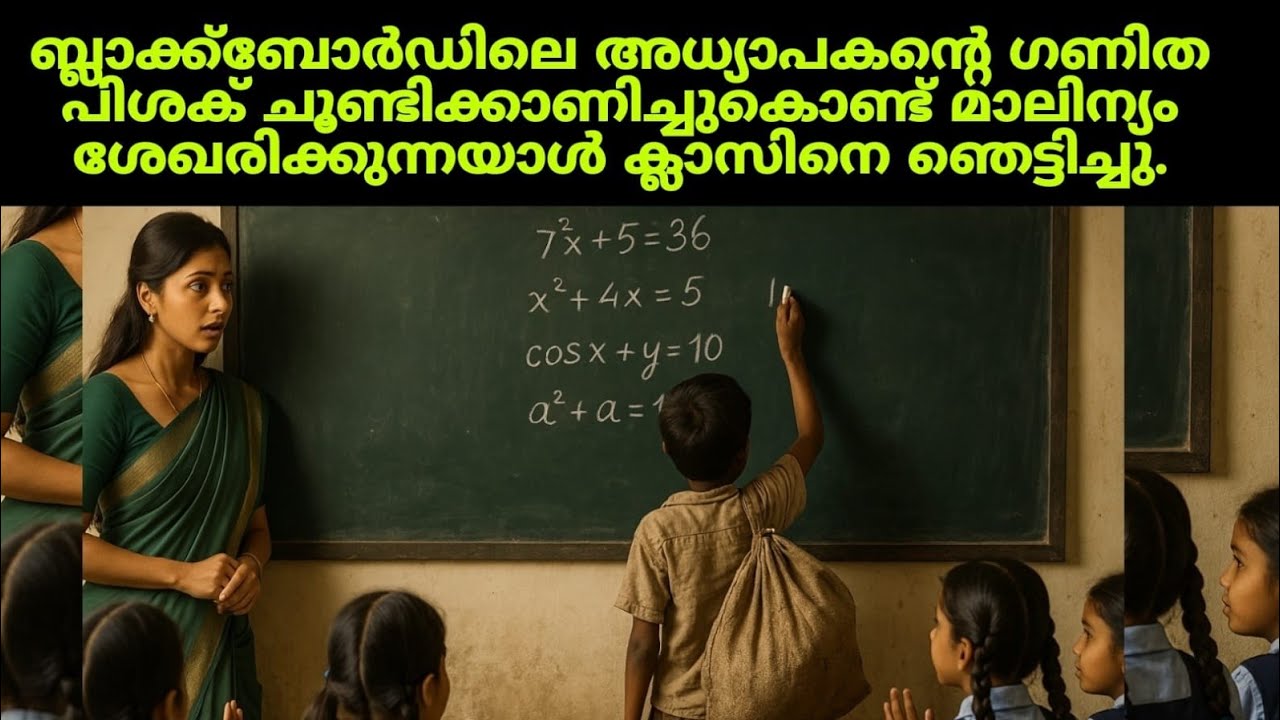 റാഗ്‌പിക്കർ പയ്യൻ ബ്ലാക്ക്‌ബോർഡിനടുത്തെത്തിമാഡം ഈ കണക്കു തെറ്റാണ്അടുത്ത നിമിഷം ക്ലാസ് മുഴുവൻ നിഷപ്തം