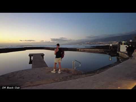 Promenade de Playa de Las Americas à Ténérife : Coucher de soleil en février. À pied et par drone | Vidéo