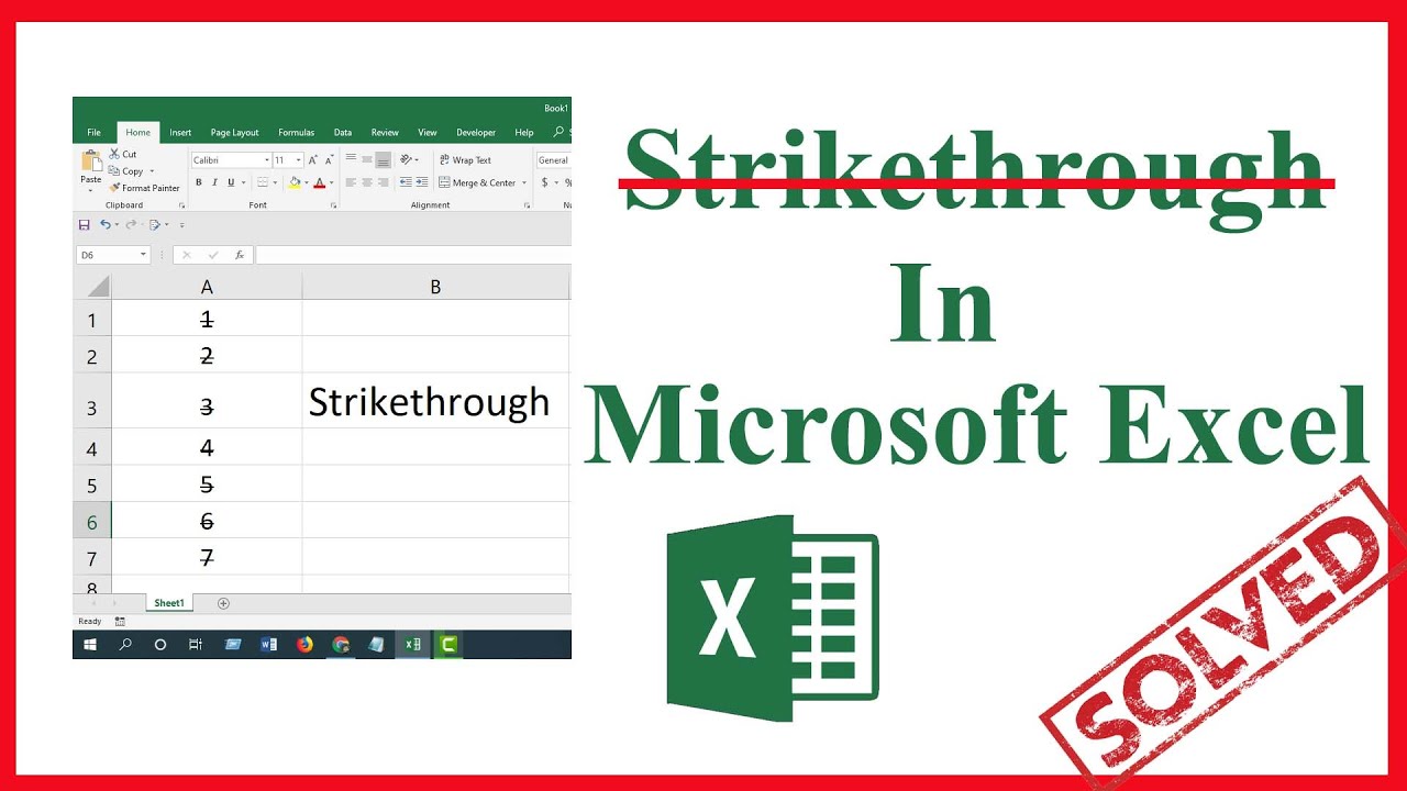 How to cross out a cell in Excel