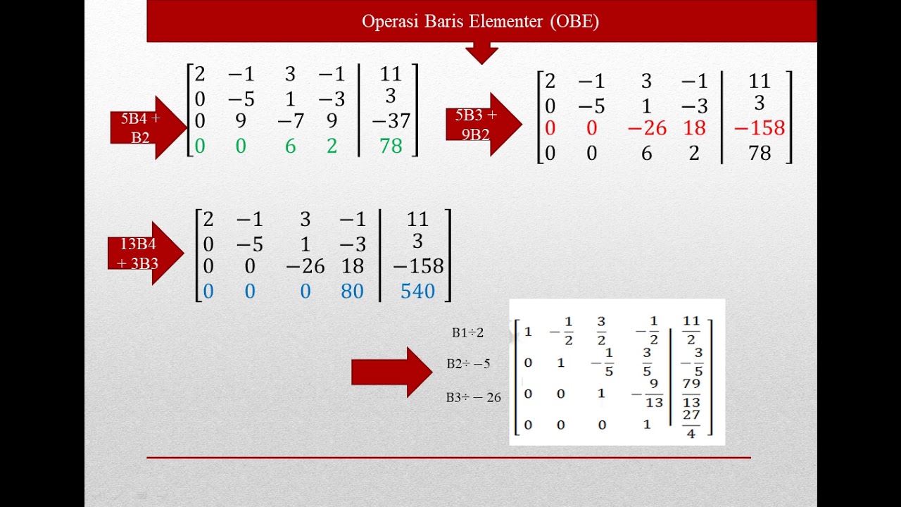 Contoh Soal Eliminasi Gauss Youtube