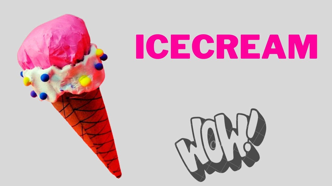 How to make paper ice.cream cone idea for kids YouTube