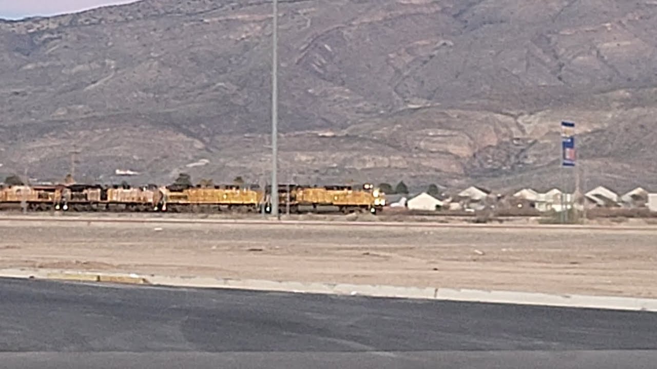 Union Pacific intermodal train flying by in Alamogordo New Mexico