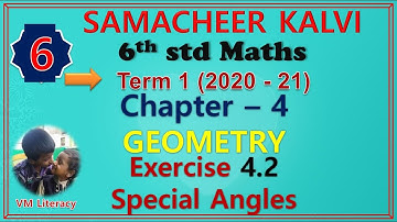 6th std maths term 1 new book 2020 / chapter 4 - Geometry /  special angles / samacheer kalvi 2020
