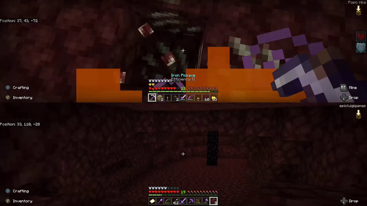 Playing split screen minecraft with my cousin YouTube