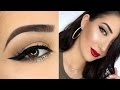 Easy Holiday Eyes &amp; Red Glitter Lips Makeup Tutorial
