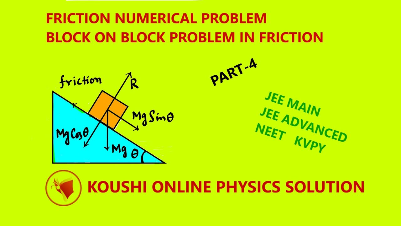 FRICTION NUMERICAL PROBLEMS CLASS 11 FOR JEE MAIN - ADVANCED, NEET, BLOCK ON BLOCK FRICTION PROBLEM