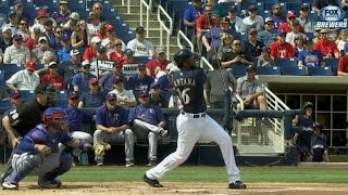 TEX@MIL: Santana homers, drives in two on three hits