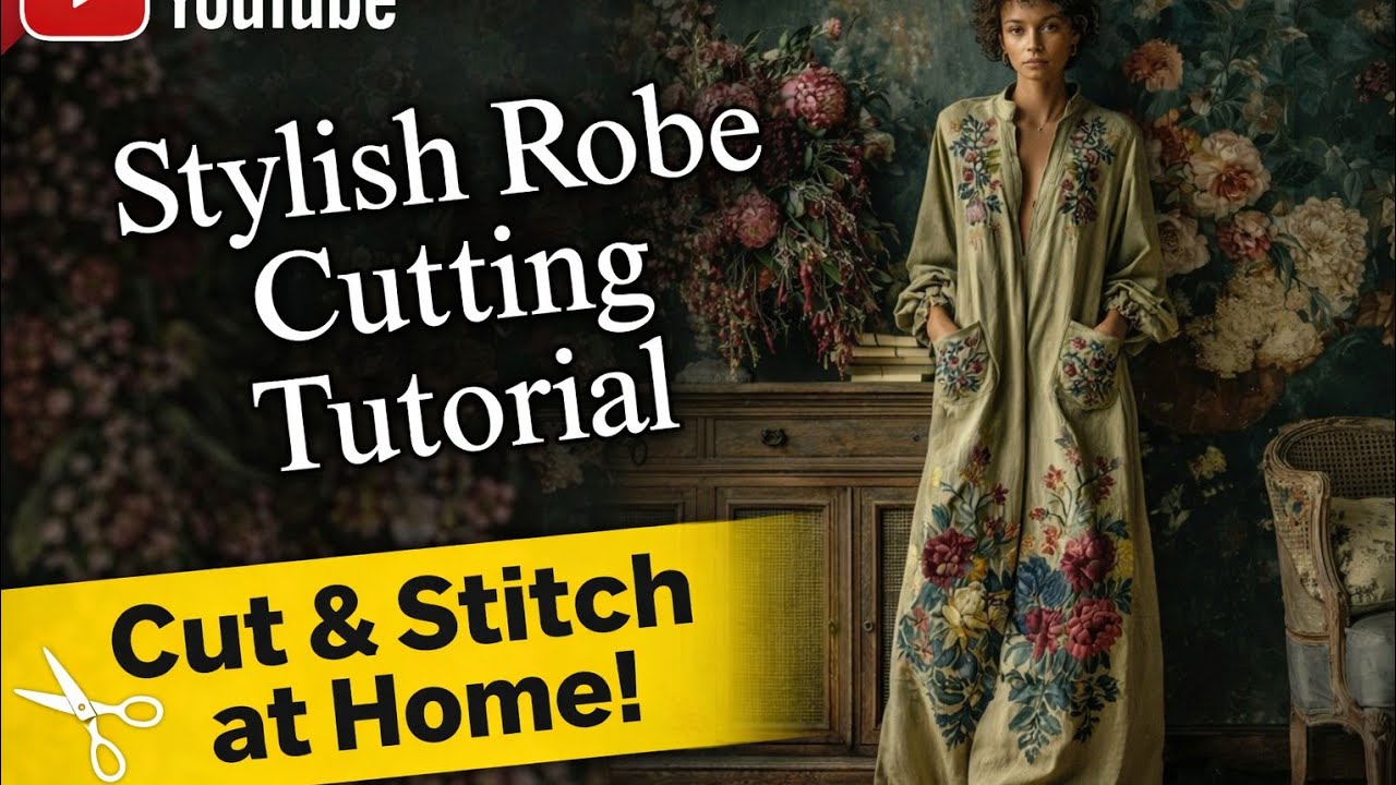 How to make a Robe dress cutting and stitching/long dress pattern drafting 