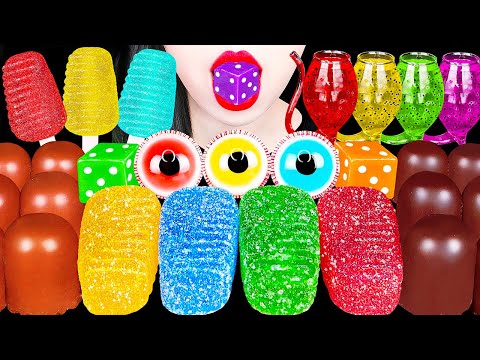 ASMR RAINBOW DESSERTS 무지개 아이스크림 ICE CREAM KOHAKUTO, CHOCOLATE MARSHMALLOW DRINKING SOUNDS MUKBANG 먹방