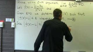 Limit of a function as $x \to \infty$: Using the $\epsilon-M$ approach