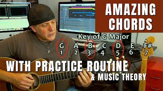 EZ Amazing Pretty Guitar Chords with Practice Exercises & Music Theory