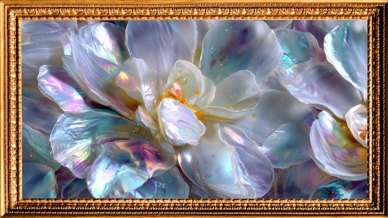 Cozy 4K Frame Tv Art Pearlescent Blossom  — Relaxing  Wall Display