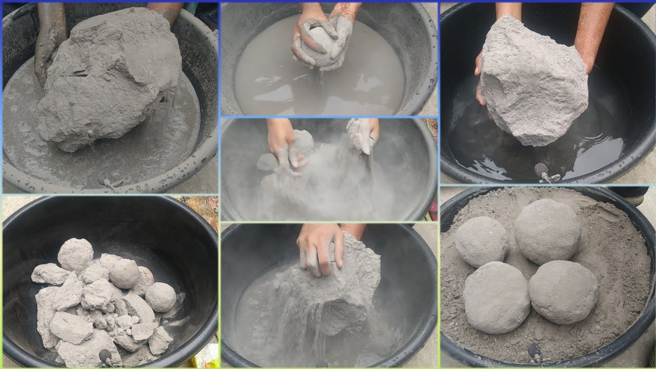 New Black Tub Pure Cement Dusty Crumbling😋 Dipping Ball's Crumbling|Dry/Water💦