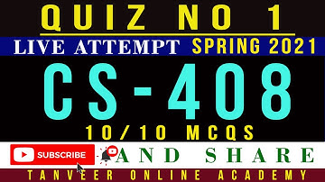 CS408 Quiz 1 Spring 2021 Solution Live Attempt | CS408 – Quiz 1 Spring 2021