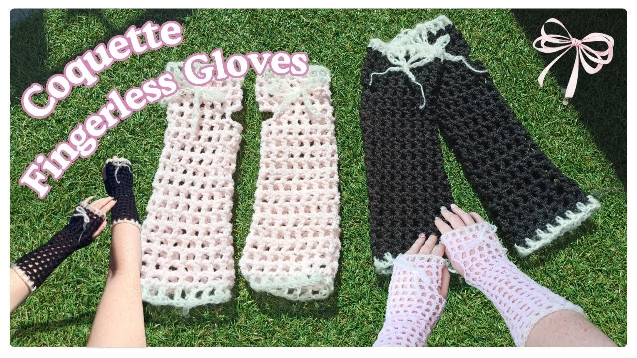 Crochet Coquette Fingerless Gloves Tutorial - Easy beginner friendly pattern