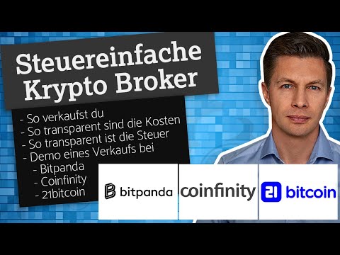 Verkauf & Steuer bei steuereinfachen Krypto Broker wie Bitpanda, Coinfinity und 21bitcoin