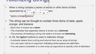 C#   Chapter 8   Processing Data   Part 7 Tokenizing a String swf